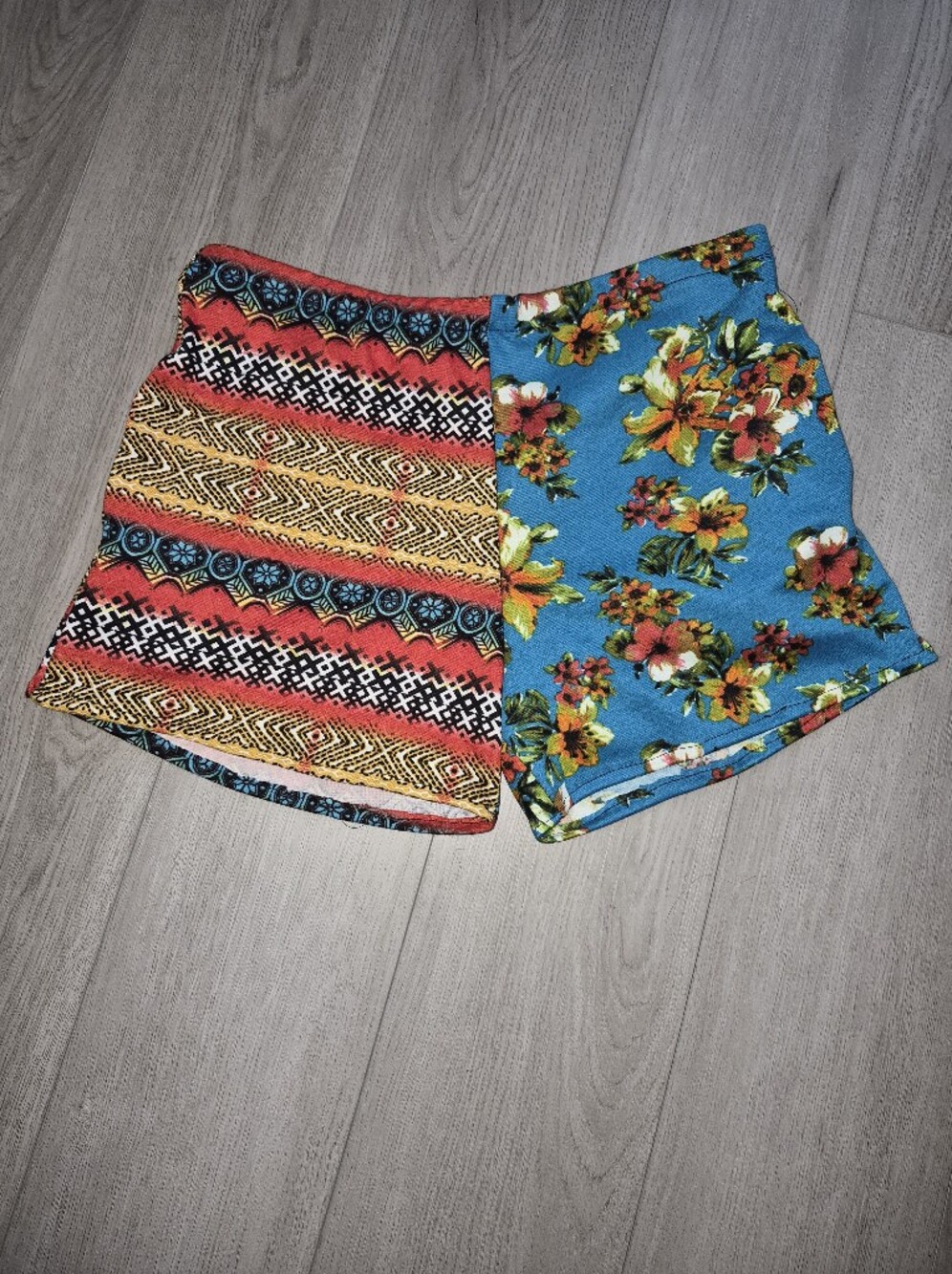 Vibrant Floral & Aztec Print Two-Piece Set - Turquoise, Red, Yellow